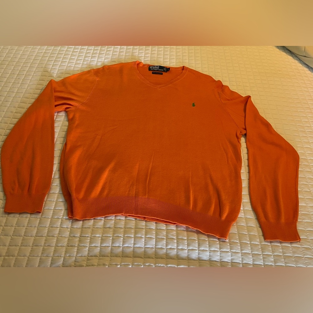 Ralph Lauren Orange V-Neck Sweater